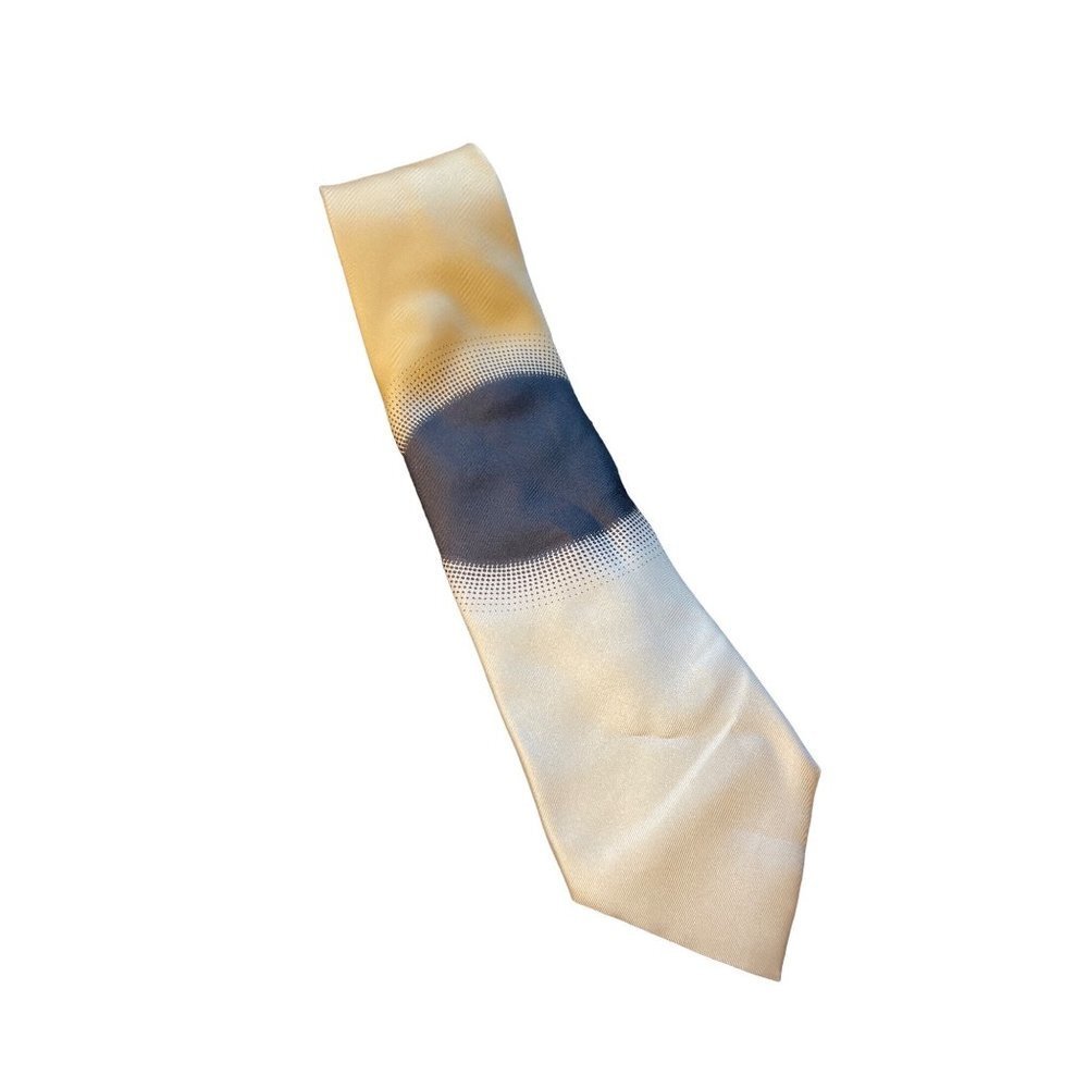 Vintage Gene Meyer White Black Artistic Necktie